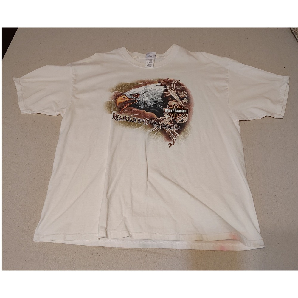Harley Davidson‎ Mens 2XLarge White Eagle Outpost Pueblo Colorado TShirt Y2K JJ